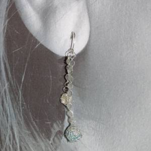 Ohrringe zweifarbig aus Silberdraht, zart, handgeformt, Haken aus 925 Sterlingsilber, filigran, Statement, leicht Bild 3