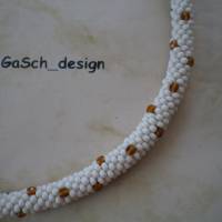 Häkelkette, gehäkelte Perlenkette * Ein kleines Gespritztes * creme, rauchtopas Bild 3