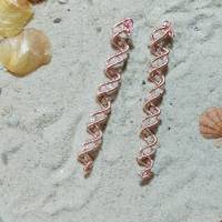 Edle Spiralperlen 4er Set Haarschmuck handgewebt rosegoldfarben Perlen rosa weiß handmade Brautschmuck Bild 2
