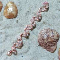 Edle Spiralperlen 4er Set Haarschmuck handgewebt rosegoldfarben Perlen rosa weiß handmade Brautschmuck Bild 3