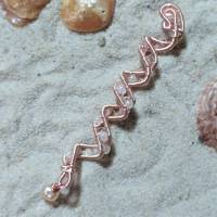 Edle Spiralperlen 4er Set Haarschmuck handgewebt rosegoldfarben Perlen rosa weiß handmade Brautschmuck Bild 5