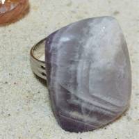 Ring verstellbar mit Amethyst lila pastell Lavendel Rechteck handgemacht Amethystring Bild 10