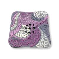 Seifenschale aus Fimo Ornament-Design in zarten lila Farbtönen + Gratis Seife Bild 3