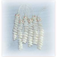 1 Sorgenwürmchen Glückswürmchen weiß - cremefarben Baumwollgarn mit Karte, Sorgenwurm Schlüsselanhänger Bild 2