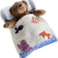 Puppenbettchen - Schlafsack für Puppen oder Teddys und andere Plüschtiere ca. 30 cm    mit  Meerestiere Bild 1