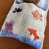 Puppenbettchen - Schlafsack für Puppen oder Teddys und andere Plüschtiere ca. 30 cm    mit  Meerestiere Bild 2