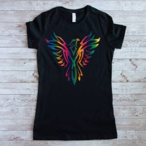 Damen T Shirt Motiv Phoenix  schwarzes Damen T-Shirt Bild 1
