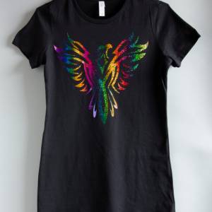 Damen T Shirt Motiv Phoenix  schwarzes Damen T-Shirt Bild 5