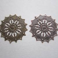 6x Vintage Verbinder Filigree Stampings Mandala Blume Ornament 2 Farben zur Auswahl Bild 1