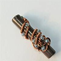 kleine Bartperle grau handgewebt kupfer bronze handmade Haarschmuck Wikinger wirework handgemacht Bild 3