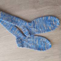 Schöne Socken, unisex, beige-türkis-braun, Größe 38/39, gestrickt Bild 1