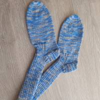 Schöne Socken, unisex, beige-türkis-braun, Größe 38/39, gestrickt Bild 3