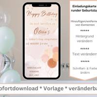 Einladung whatsapp | Luftballon Einladung | Digitale Einladung | E-Card zum Geburtstag | Kindergeburtstag Bild 3
