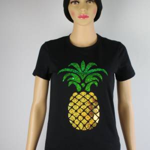 Damen T Shirt mit Ananas Motiv schwarzes Damen T Shirt mit einem Ananas Motiv Bild 2