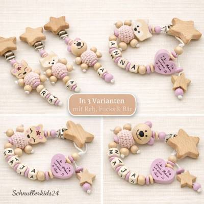 KleinerStorch Schnullerband Personalisiert - Stoff-Schnullerkette Mit Namensgravur