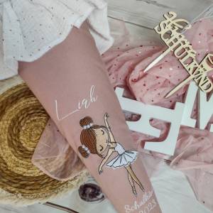 Schultüte aus Baumwolle in Rosa mit Ballerina ,Namen und Papprohling nach Wunsch Bild 1