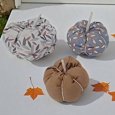 3-er Set Stoffkürbisse, herbstliche Deko-Kürbisse