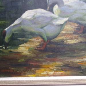 Enten Ölgemälde Gemälde W. Neumann Impressionismus Landhaus Cottage Bild 7