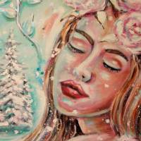 ICE ROSES - zauberhaftes winterliches Acrylgemälde mit Glitter von Christiane Schwarz 60cmx60cm Bild 7