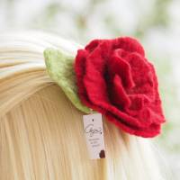 Große Haarblüte*Rot*Haarschmuck*100% Wolle*Haarklammer*Handarbeit Bild 5