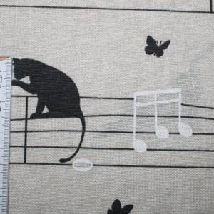 13,60 EUR/m Dekostoff Katzen Katzenband Musik auf hellbeige Baumwollmix Bild 2
