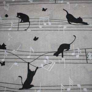 13,60 EUR/m Dekostoff Katzen Katzenband Musik auf hellbeige Baumwollmix Bild 4