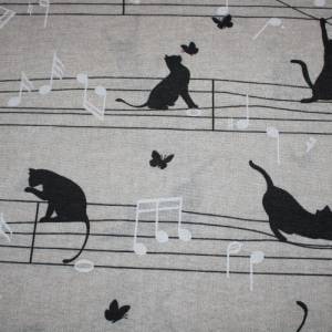 13,60 EUR/m Dekostoff Katzen Katzenband Musik auf hellbeige Baumwollmix Bild 5
