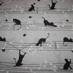 13,60 EUR/m Dekostoff Katzen Katzenband Musik auf hellbeige Baumwollmix Bild 8