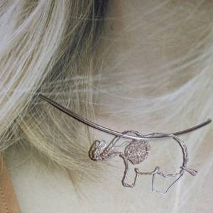 Schöner Elefant - Handgefertigte Anhänger in Silberdraht mit Rosa Details von Blumenmeer Drahtkunst Bild 2