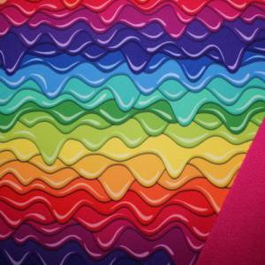 18,40 EUR/m Softshell mit Fleece Innenseite Wellen Regenbogen Bild 5
