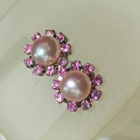 Ohrstecker handgemacht rosa Perle in glitzerndem pink Perlenohrringe pastell als Brautschmuck Bild 4