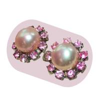 Ohrstecker handgemacht rosa Perle in glitzerndem pink Perlenohrringe pastell als Brautschmuck Bild 5