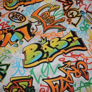 14,60 EUR/m Dekostoff Graffiti bunt Baumwollmix Bild 1