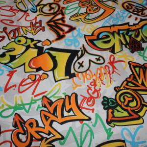 14,60 EUR/m Dekostoff Graffiti bunt Baumwollmix Bild 2
