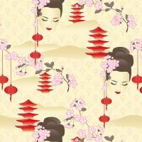 Notizheftchen Hanami, DIN A6 Notizheft blanko, Paperback mit Softcover und Geisha mit Kirschblüten Bild 2