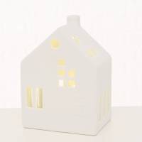 Deko Haus mit LED weiß Keramik Lichthaus Bild 2