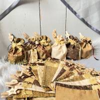 XXL-Adventskalender-Säckchen handgefertigt braun beige gold Geschenkbeutel Weihnachtstüten Bild 1