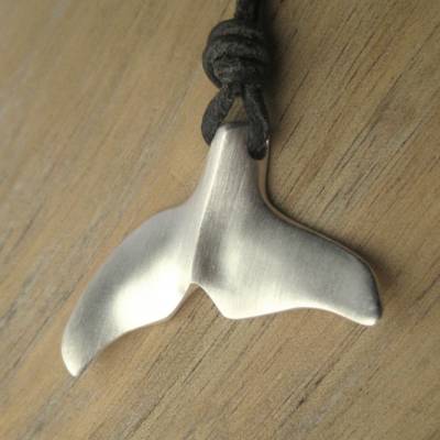 Silberanhänger "Fluke L" maritimer Anhänger, , Surferschmuck, Walfluke, Taucherschmuck, Delfinflosse