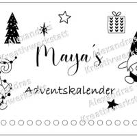 Adventskalender personalisiert mit Name klein,Rehntier, Weihnachten, Adventskalender aus Holz/Laser, Advent,Jutesäckchen Bild 1