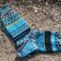 Bunte Socken Gr. 37-38 - gestrickte Socken in nordischen Fair Isle Mustern Bild 2