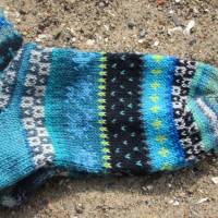 Bunte Socken Gr. 37-38 - gestrickte Socken in nordischen Fair Isle Mustern Bild 3