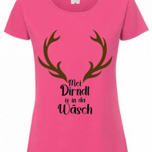 T-Shirt Damen- Shirt Damen mit einzigartigen Prints aus Baumwolle ,,Mei Dirndl ist'' Oktoberfest Spezial Bild 4