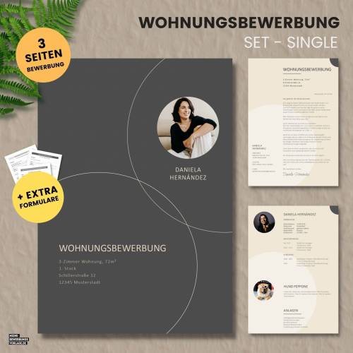 Wohnungsbewerbung - Wohnung Bewerbung - Bewerbungsvorlage Wohnung Single + Formulare - Deutsch - Word + Pages Nr.3