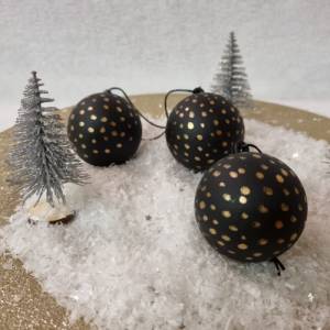 Weihnachtskugeln aus Acryl in Schwarz und Kupfer, handbemalt, verschiedene Ausführungen Bild 5