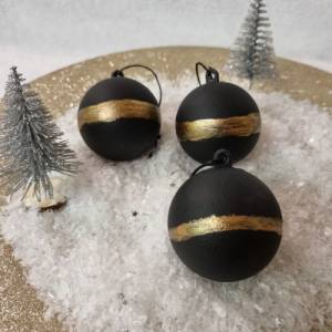 Weihnachtskugeln aus Acryl in Schwarz und Kupfer, handbemalt, verschiedene Ausführungen Bild 6