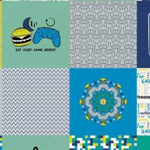 SALE Patchwork Blanket by lycklig design by Swafing, farbenfrohes Baumwoll-Webware fortlaufendes Design, Boys / Gamer bl Bild 3