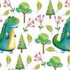 Kinderbordüre: Dino im Wald - grün - nach Aquarellart - optional selbstklebend - 20 cm Höhe Bild 9