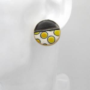 Kleine Ohrringe, Polka Dots Ohrstecker, weiße, schwarze Ohrringe, gelbe Ohrringe, Polymer Clay,Geschenk für sie Bild 2