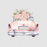 Hochzeit Auto Ente - PNG Bilder Bundle, Hochauflösende Aquarell Grafiken, Transparenter Hintergrund Bild 10