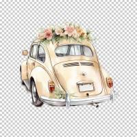 Hochzeit Auto Ente - PNG Bilder Bundle, Hochauflösende Aquarell Grafiken, Transparenter Hintergrund Bild 5